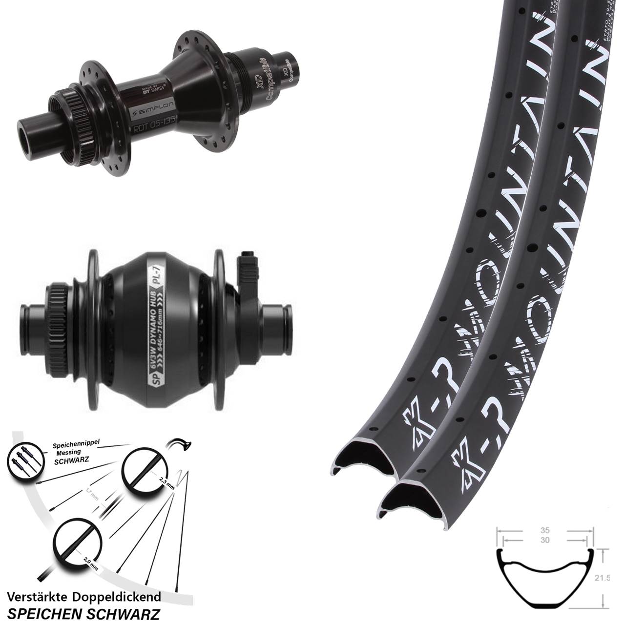 29+ Zoll KX-R Mountain DT Swiss 370 SP PL-7 Disc Laufradsatz 12x100/142 SRAM XD