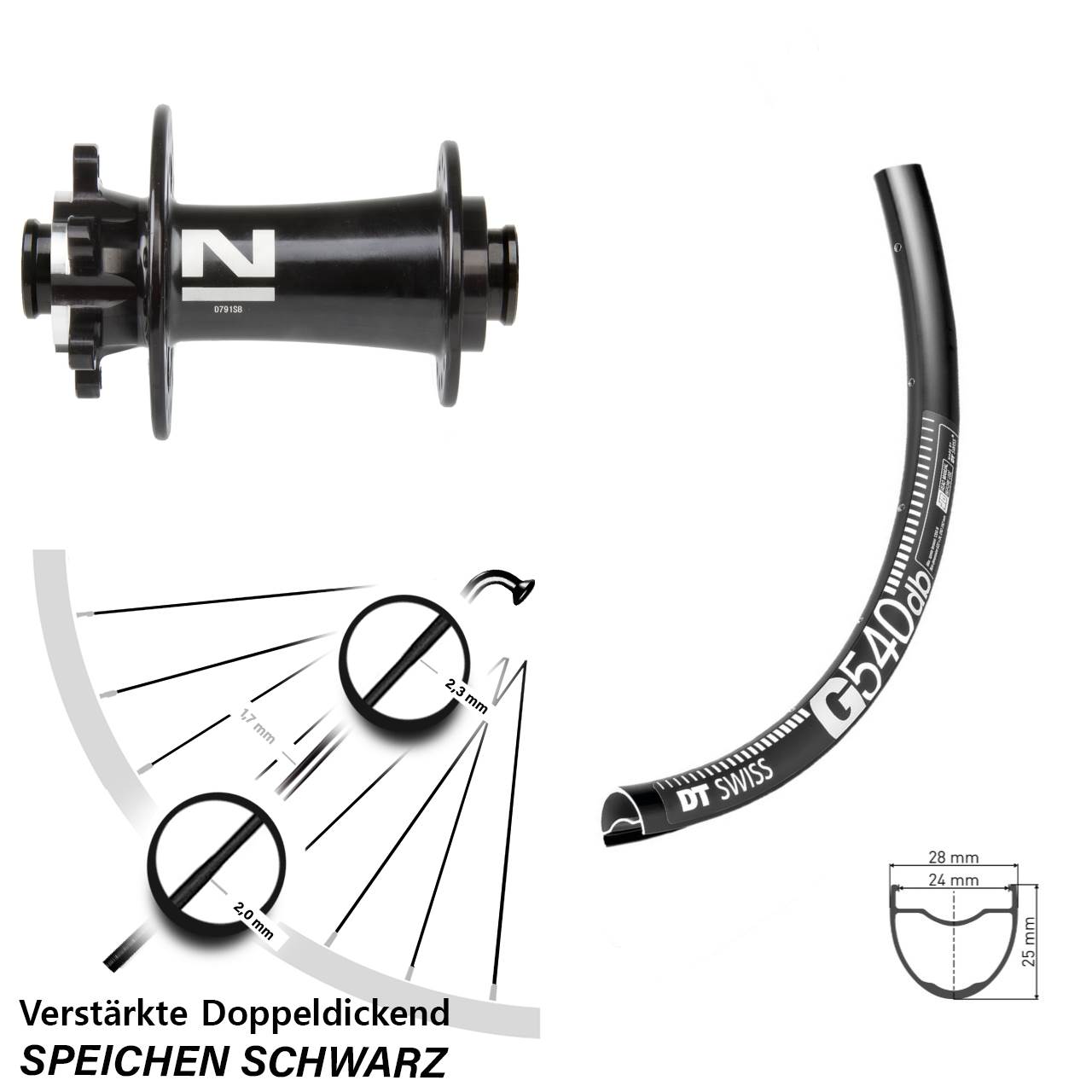 Vorderrad 6-Loch 12x100 28-29 Zoll DT Swiss G540 Novatec D791