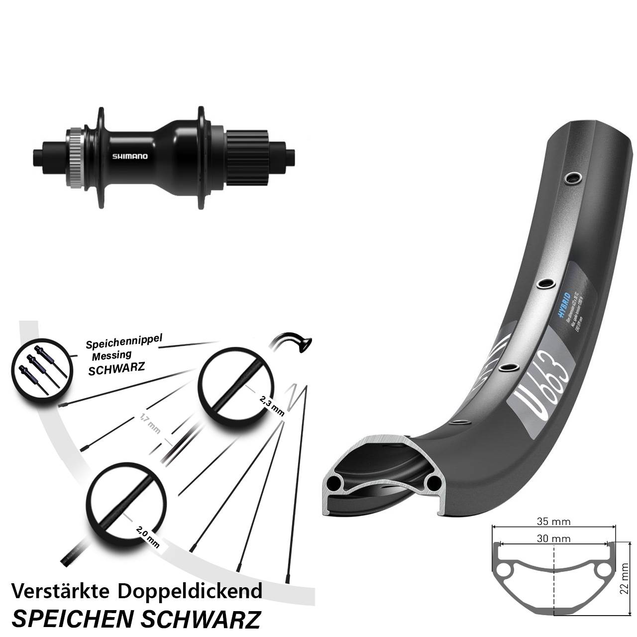Hinterrad Centerlock QR 27,5 Zoll DT Swiss U 663 Shimano FH-QC500 Micro Spline