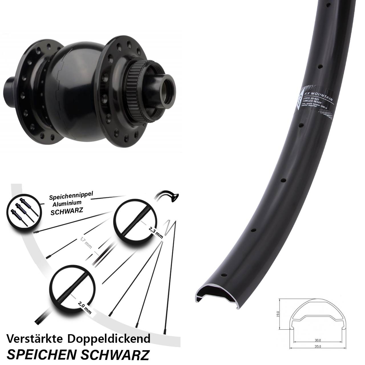 Disc Nabendynamovorderrad 29 Zoll KX Mountain TR SON 28 15x110 Boost