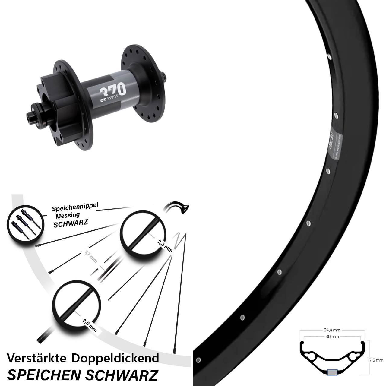29 Zoll Ryde Disc 30 DT Swiss 370 Vorderrad QR
