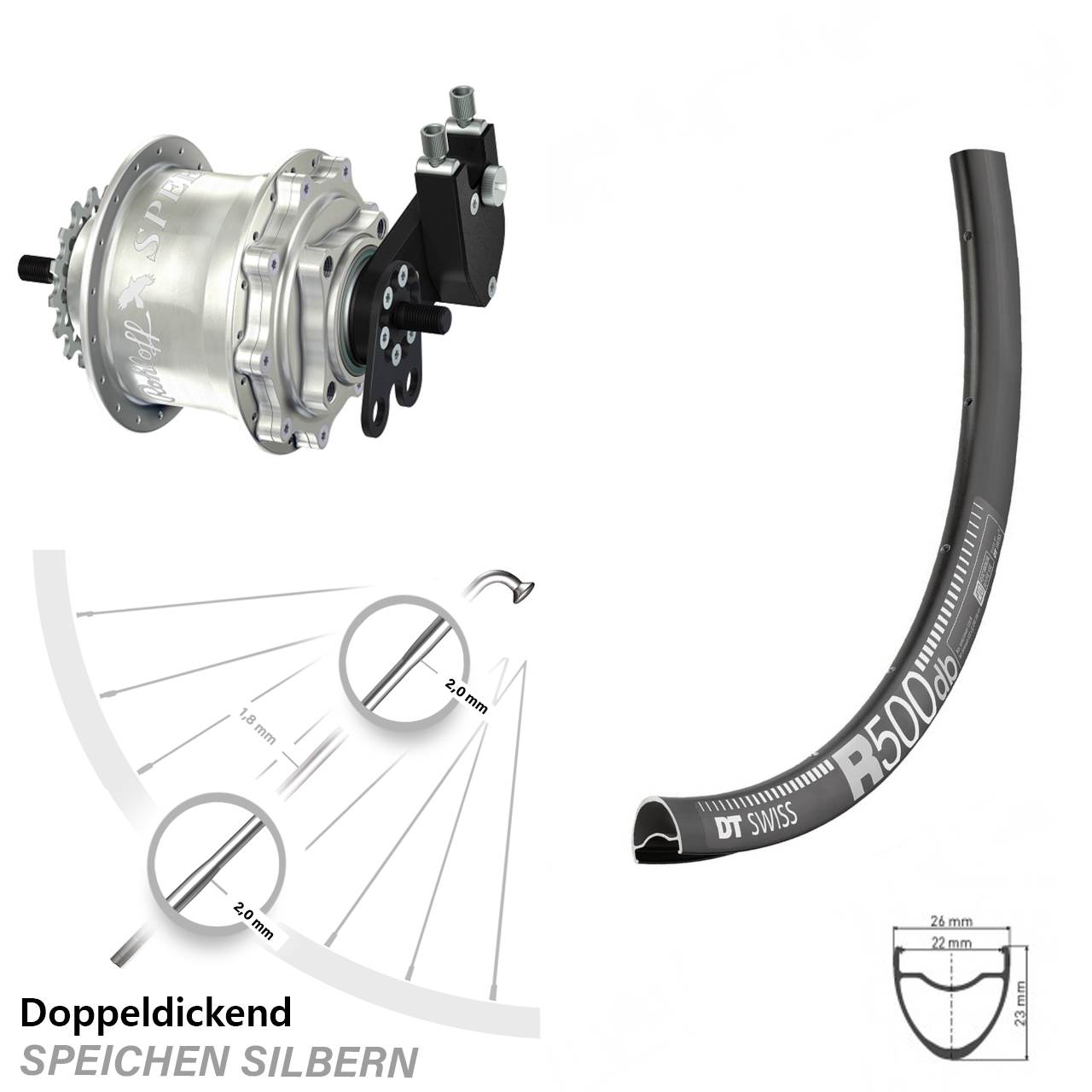 DT Swiss R500 Rohloff Speedhub 500/14 TS DB 28 Zoll Disc Hinterrrad