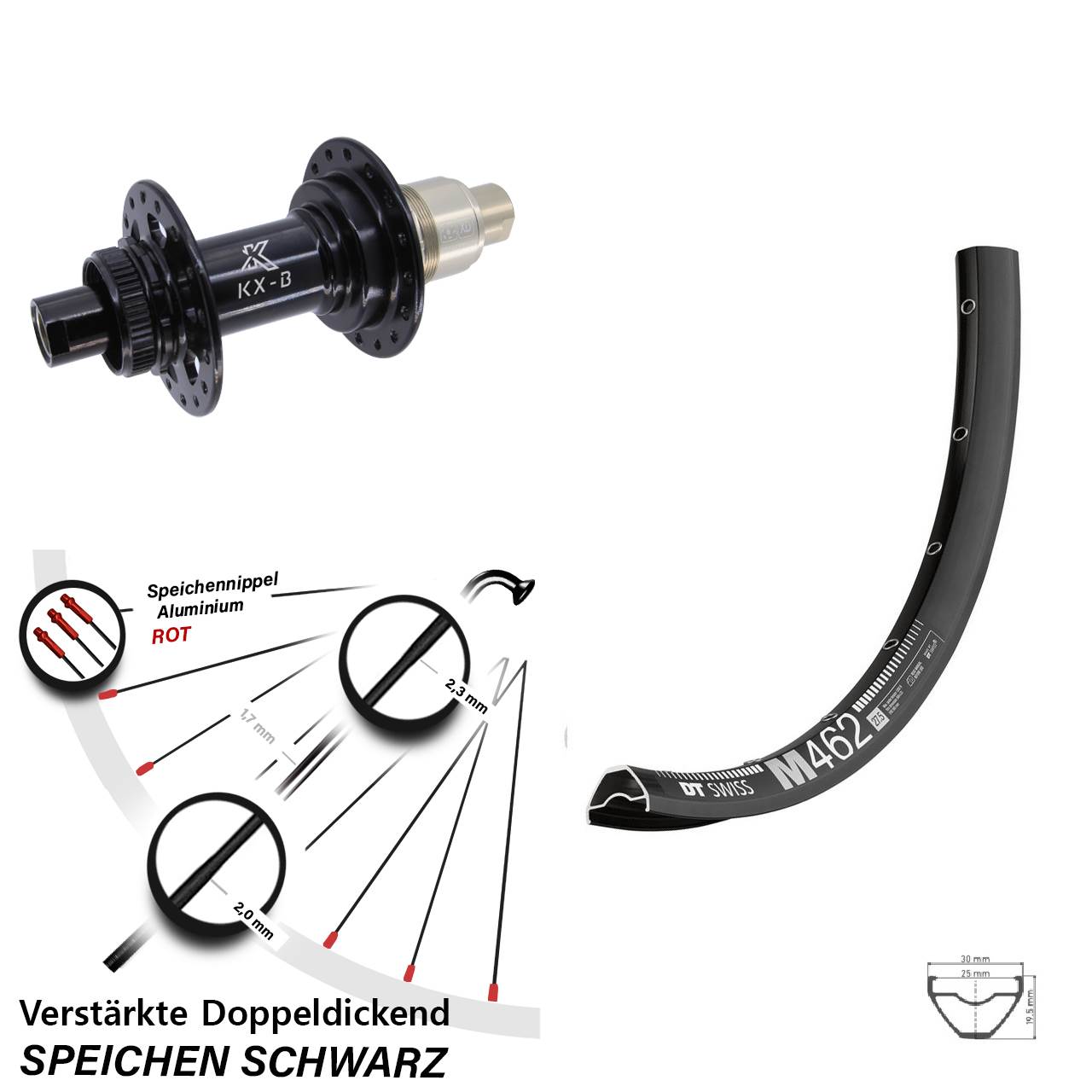 650B DT Swiss M462 KX-B Boost Centerlock Hinterrad 12x148 XD 11-12 fach