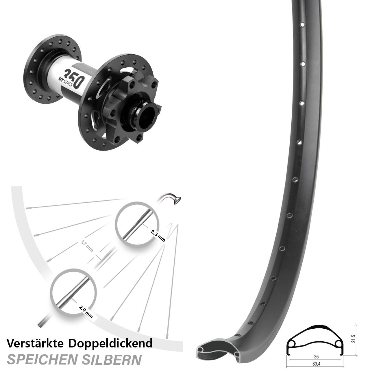 29 Zoll Ambrosio E35 DT Swiss 350 Disc Vorderrad 15x110 Boost