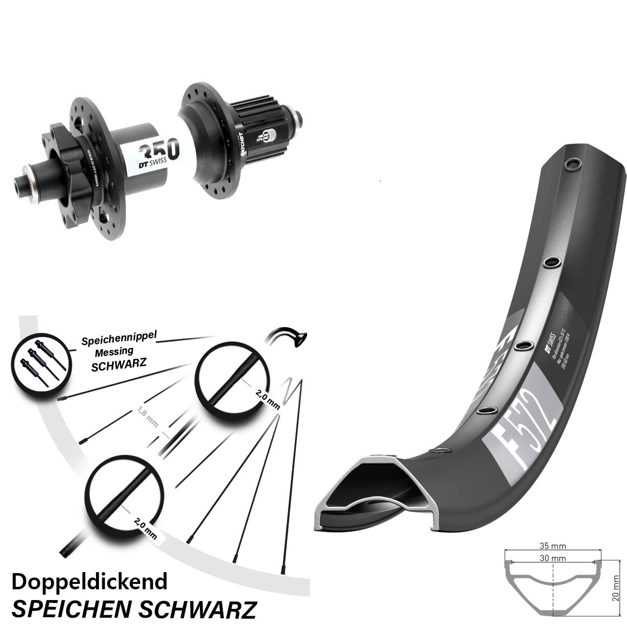 29 Zoll DT Swiss F 572 350 Boost Disc Hinterrad für Schnellspanner Micro Spline