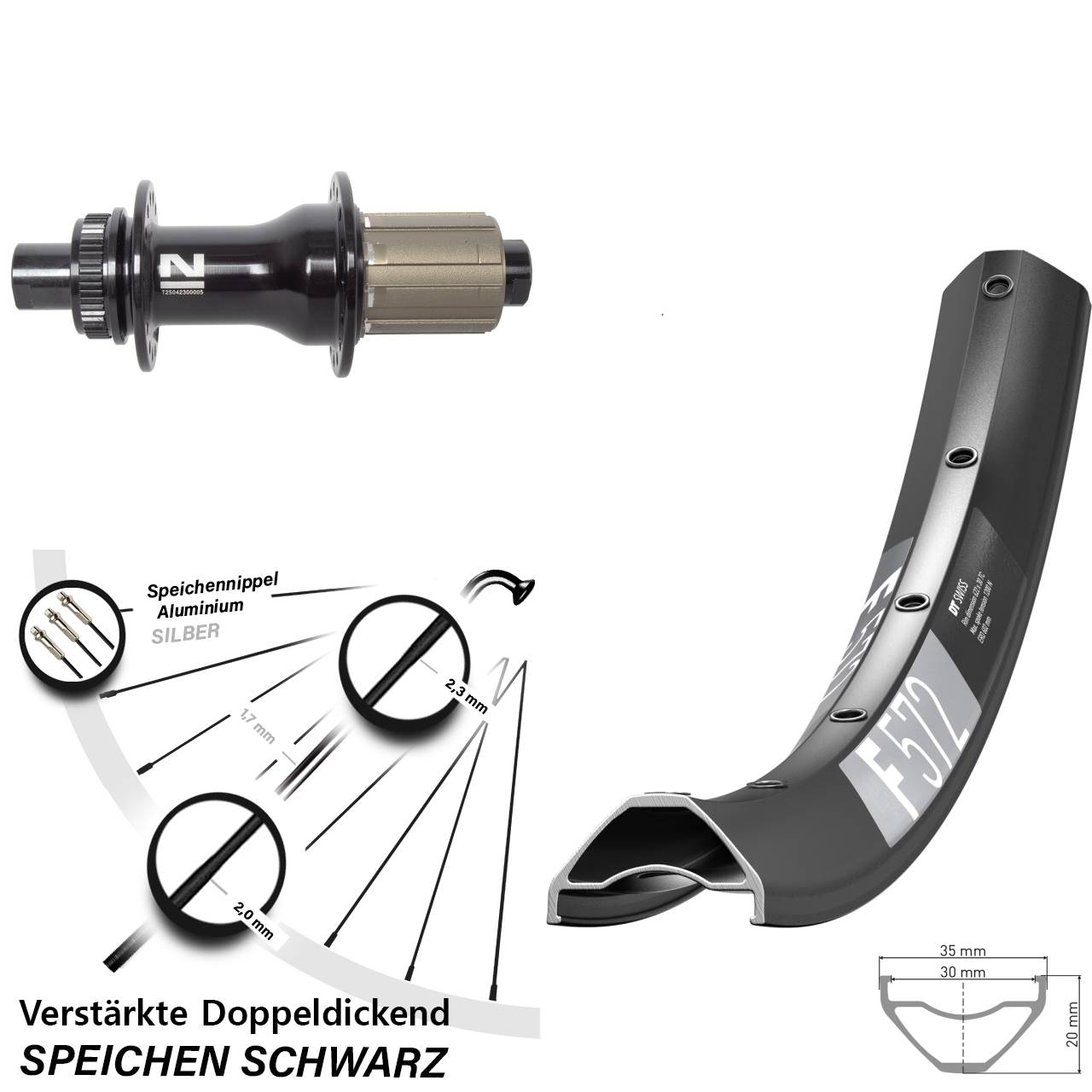 Centerlock Hinterrad 12x142 29 Zoll DT Swiss F 572 Novatec D792 8-12 fach HG