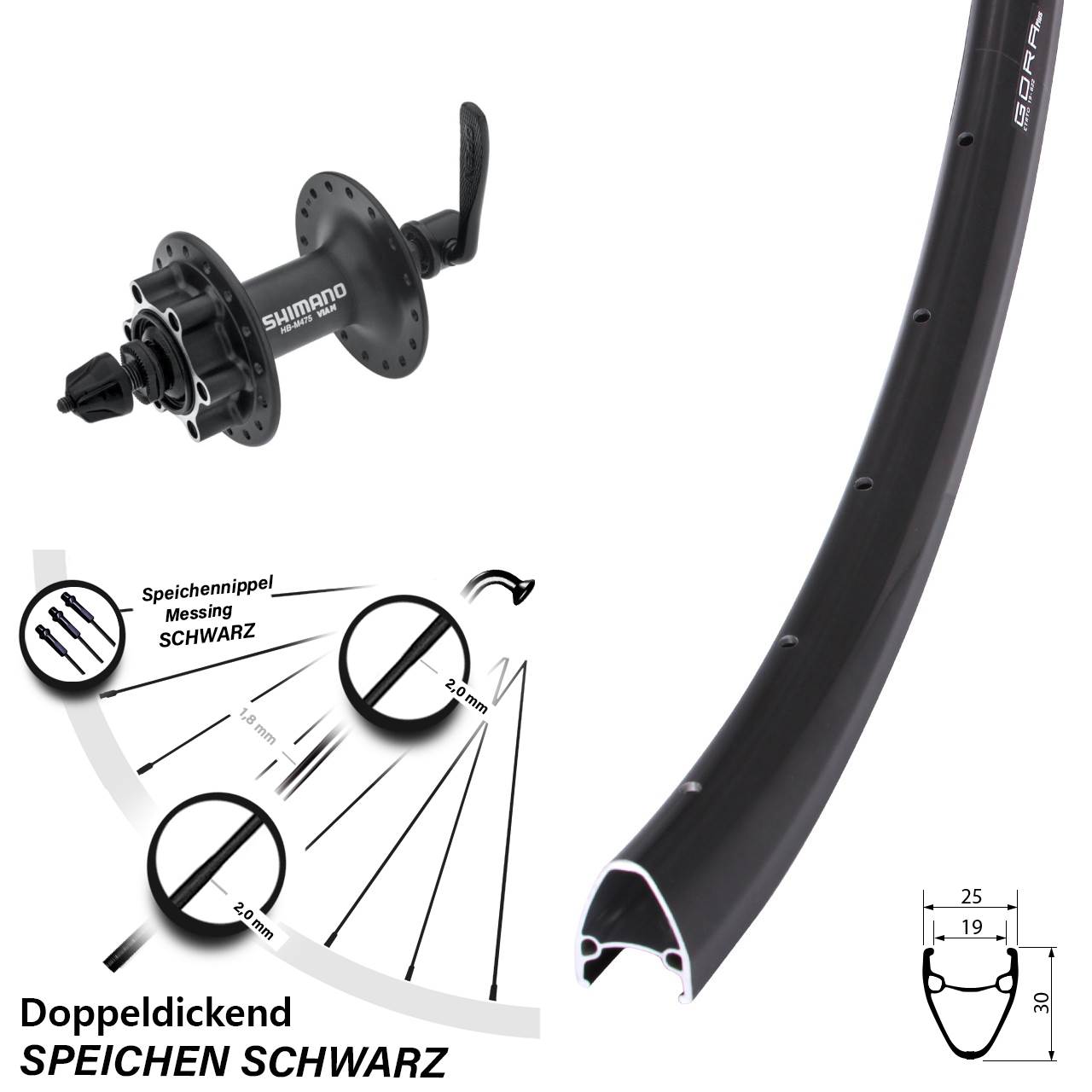 Vorderrad 6-Loch QR 28 Zoll Gora Plus Shimano Alivio