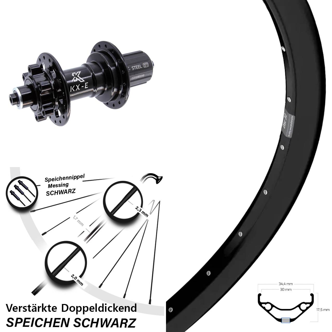 Ryde Disc 30 KX-E Heavy Duty 29 Zoll Disc Hinterrad QR Boost 8-12 fach HG