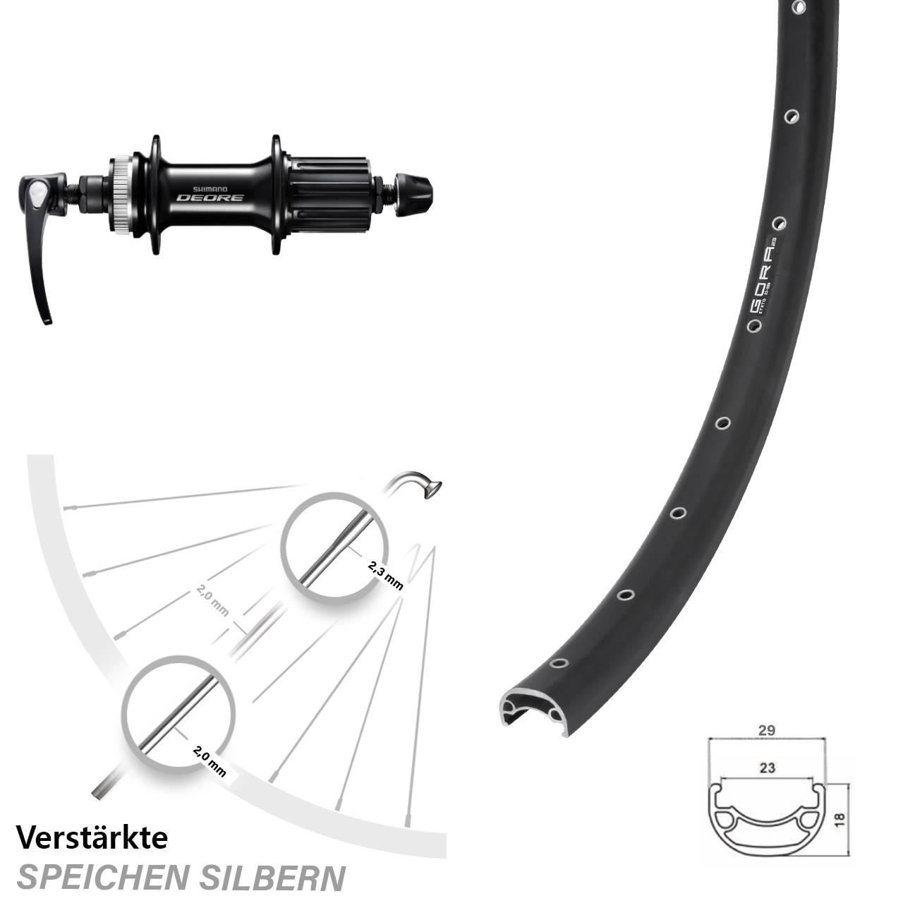 Gora 23 Hinterrad 5x135 Centerlock Shimano Deore 8-11 fach