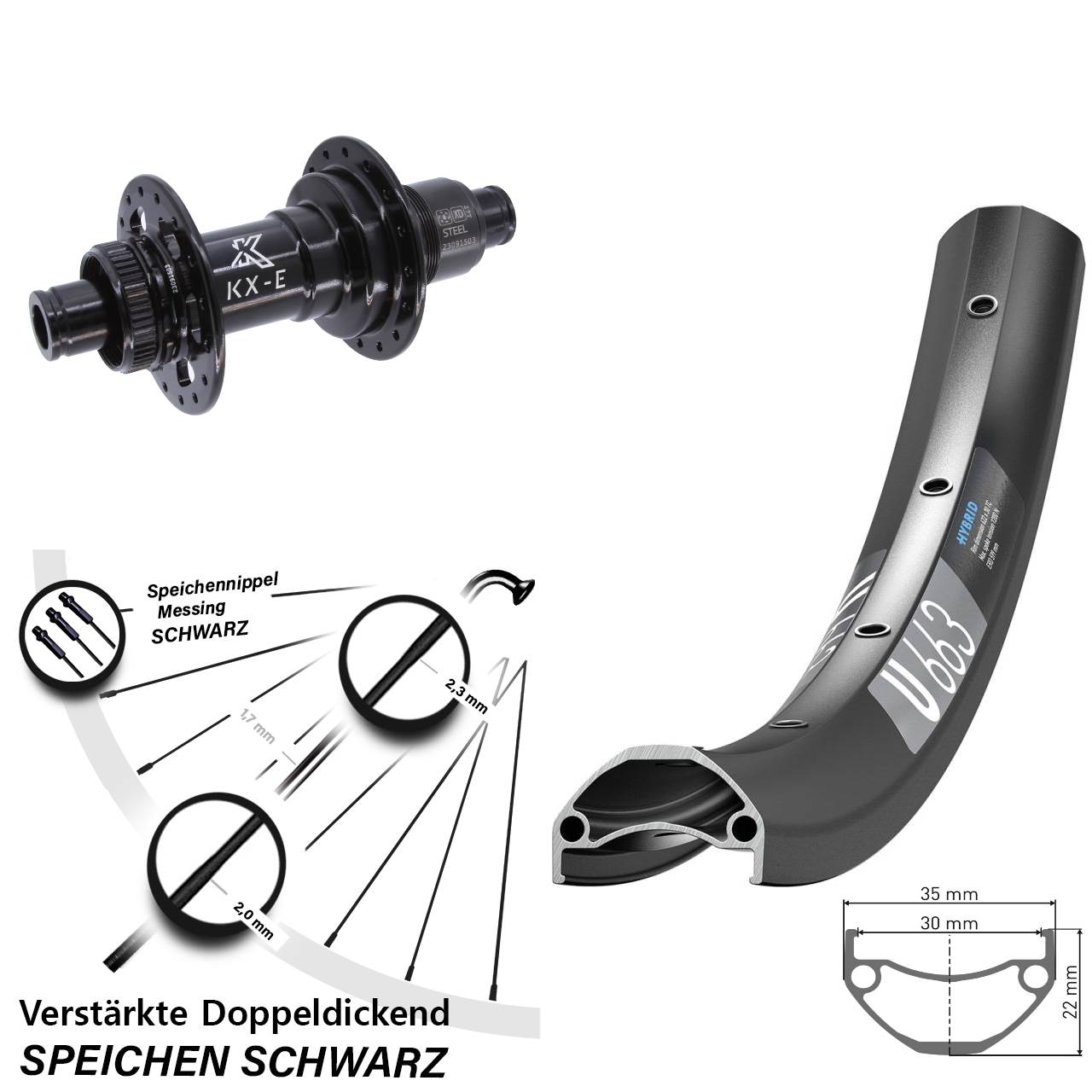 Centerlock Hinterrad 20 Zoll DT Swiss U 663 KX-E Heavy Duty XD 11-12 fach 12x148 Boost