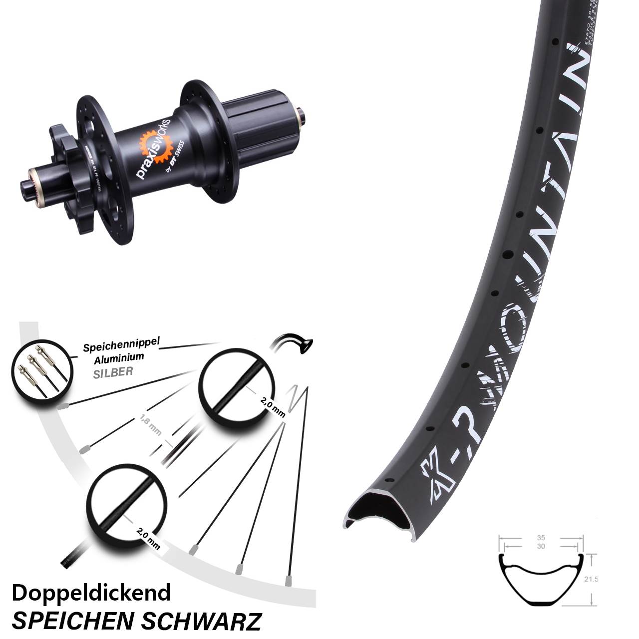 27,5 Zoll KX-R Mountain DT Swiss 350 Disc Laufrad für Schnellspanner 8-11 fach