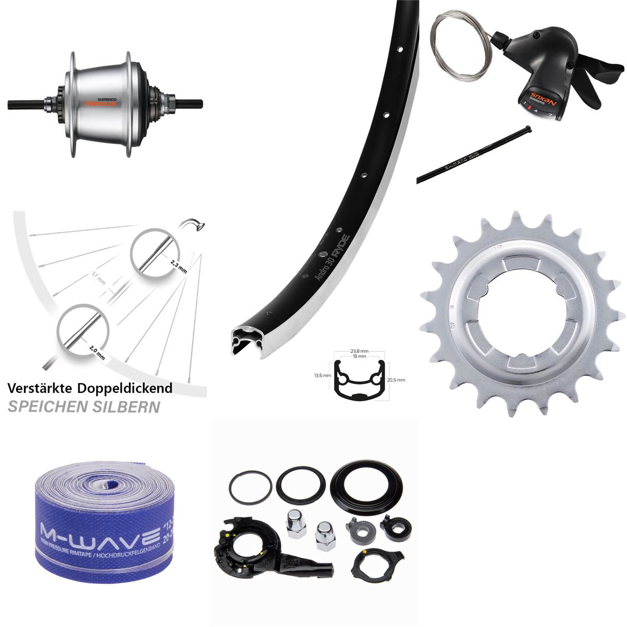 28 Zoll Hinterrad Ryde Andra 30 Shimano Nexus 7 Gang Freilauf