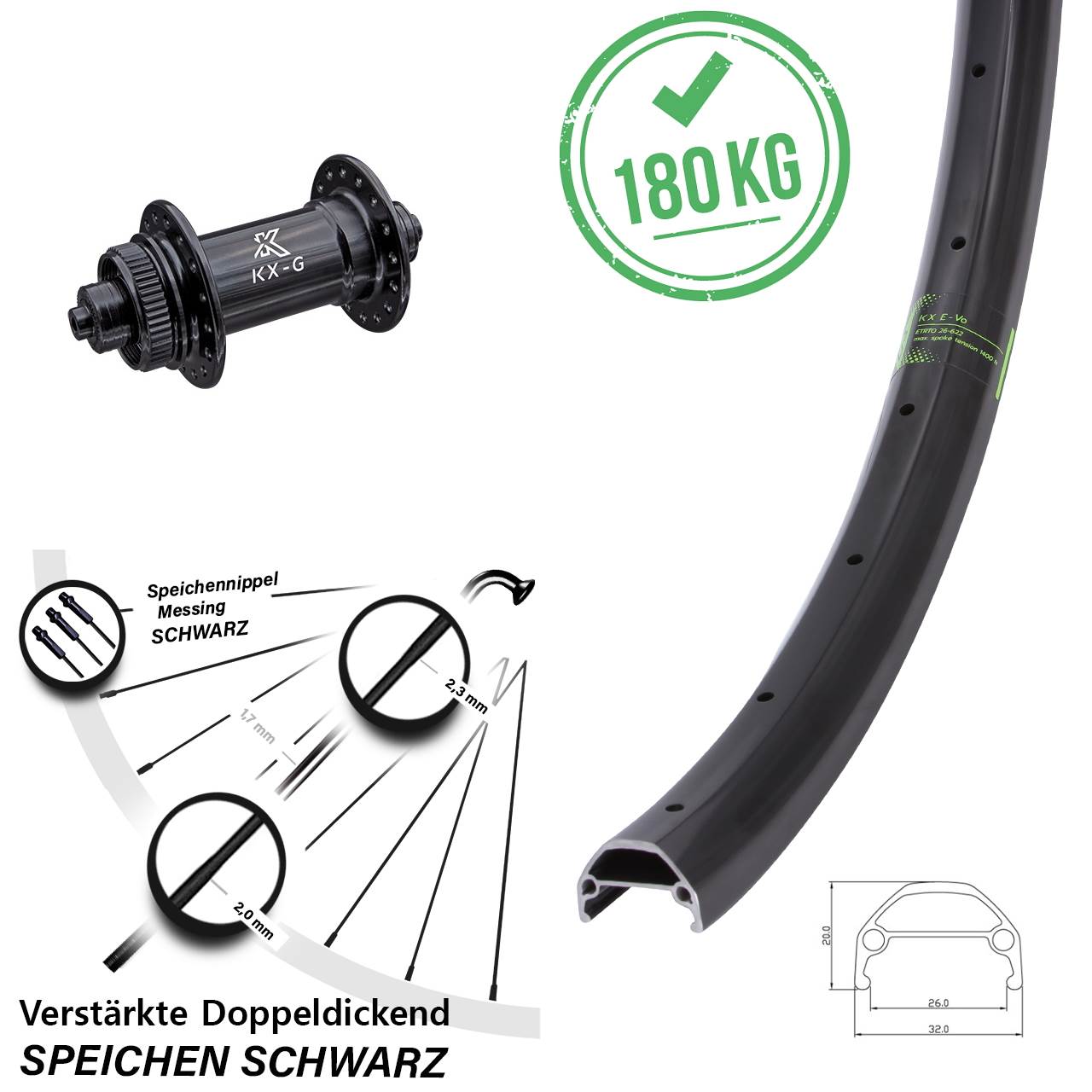 Vorderrad Centerlock 27,5 Zoll KX Evo für Schnellspanner