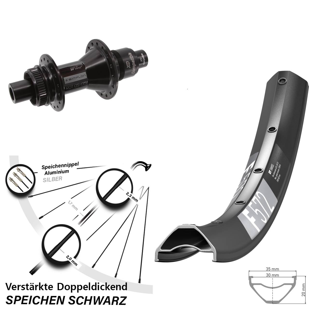DT Swiss F 572 DT Swiss 370 27,5 Zoll Centerlock Hinterrad 12x142 XD