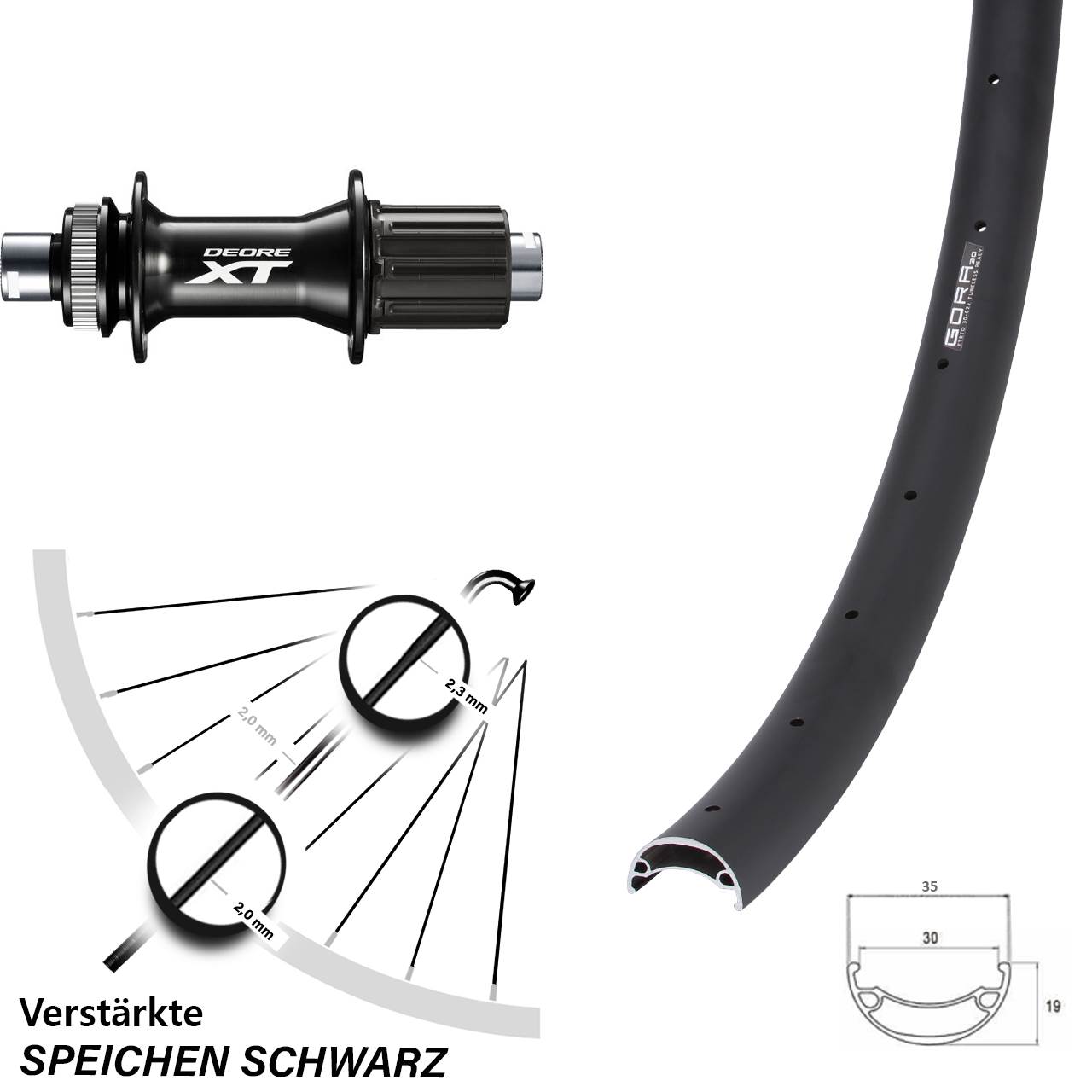 29 Zoll Gora 30 Shimano FH-M8010-B Boost Disc Hinterrad 12x148 Boost 8-11 fach