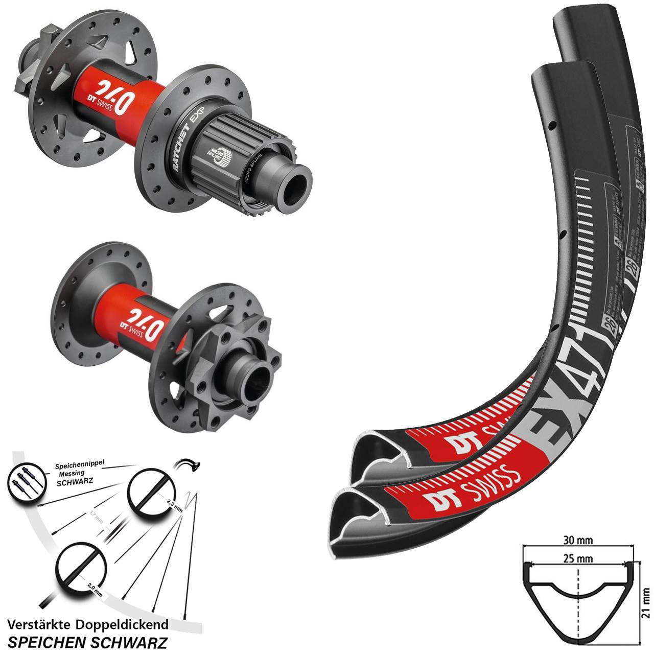 DT Swiss EX 471-240 26 Zoll Disc Laufrad-Satz 15x110 12x148 Shimano Micro Spline