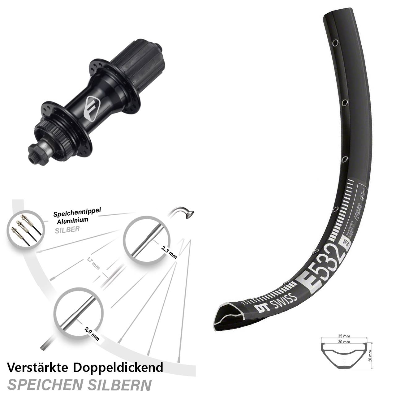 Centerlock Hinterrad 29 Zoll DT Swiss E532 Formula CL52 8-11 fach QR