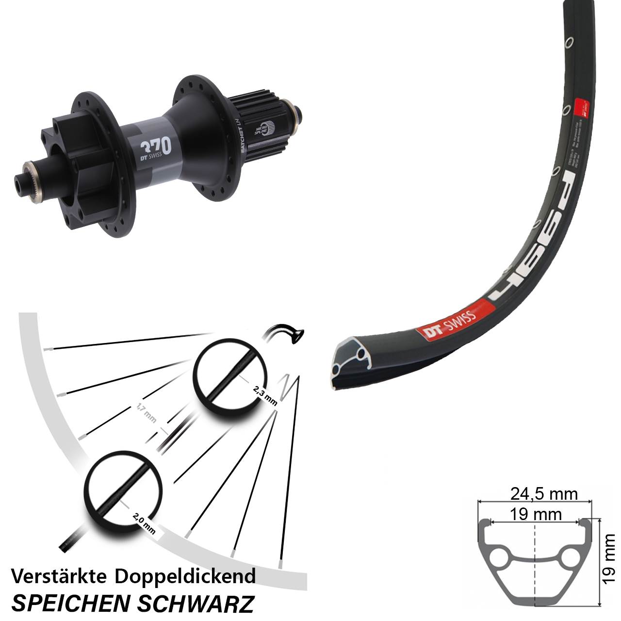 Disc Laufrad QR 28 Zoll DT Swiss 466-370 Shimano Micro Spline