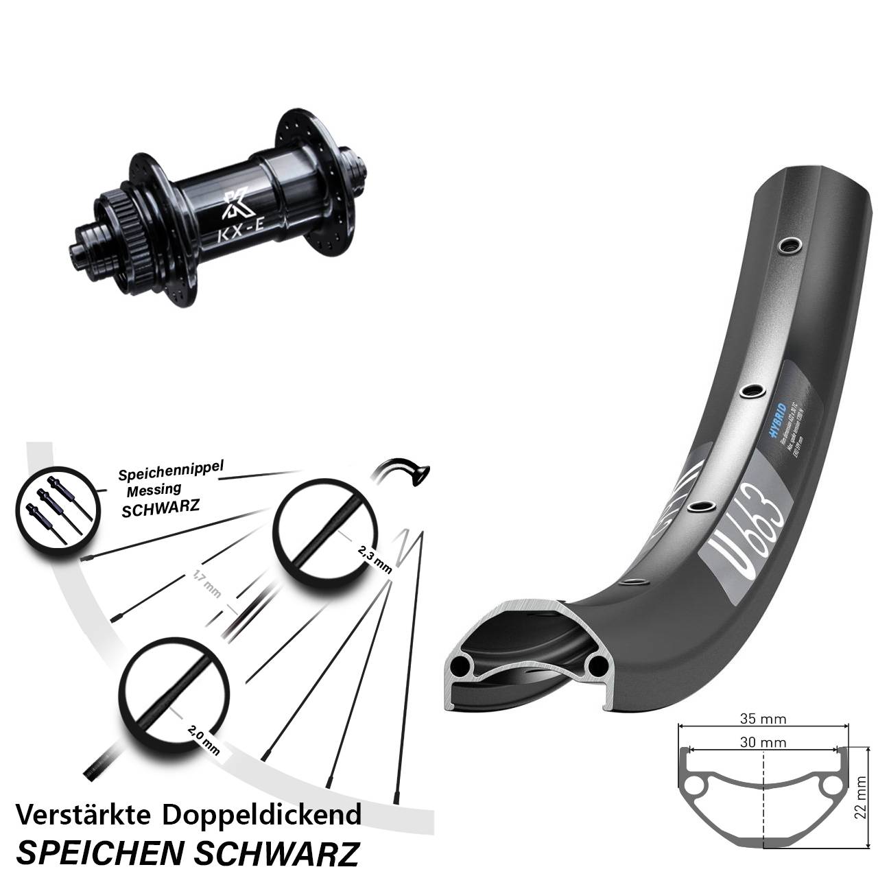 DT Swiss U663 KX-E Centerlock 29 Zoll Vorderrad für Schnellspanner