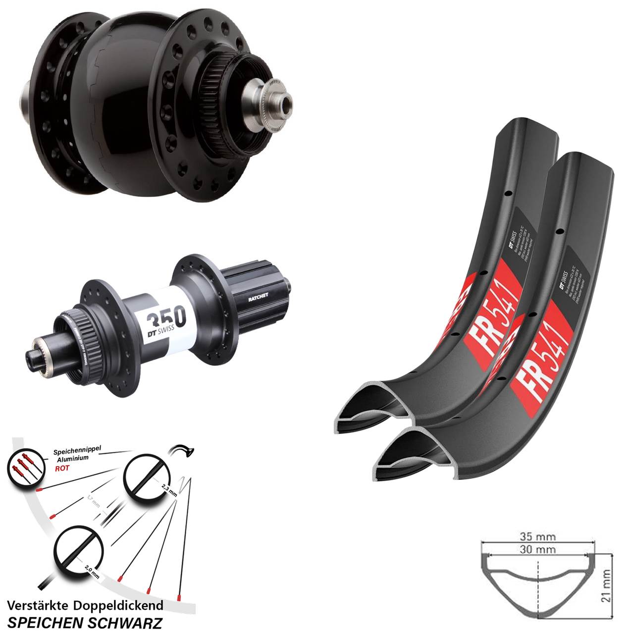 Disc Laufradsatz für Schnellspanner 29 Zoll DT Swiss FR 541 350 SON 28 8-11 fach
