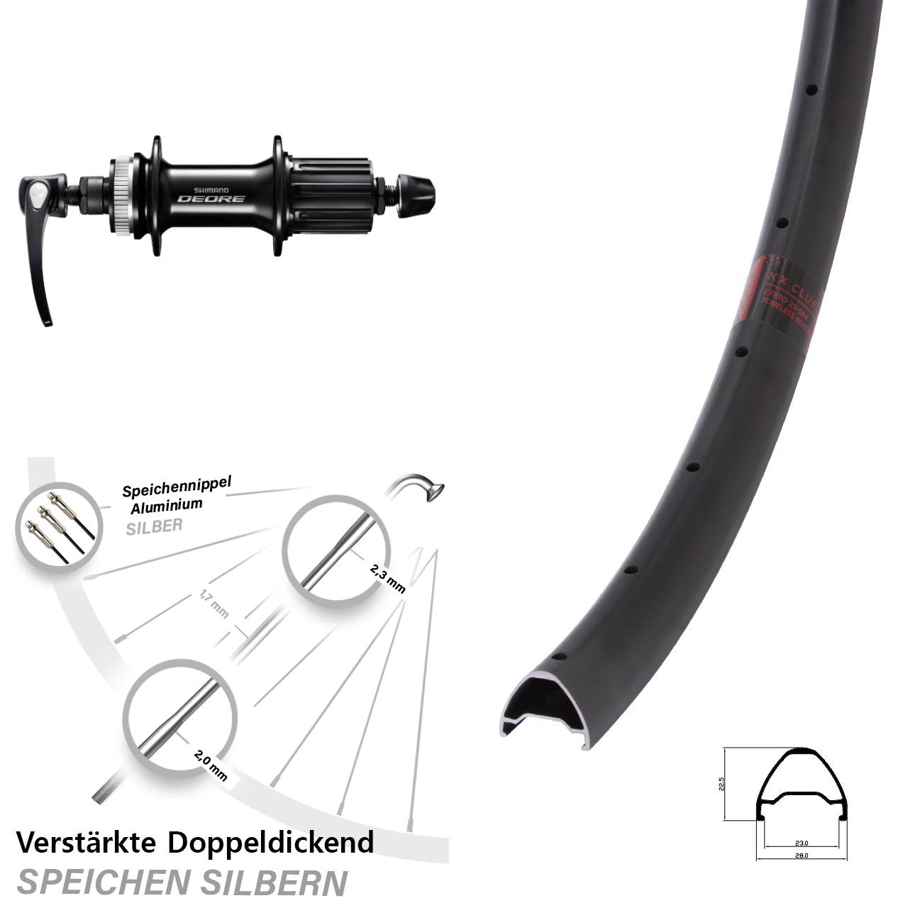 Disc Laufrad 28-29 Zoll KX Clue Shimano Deore 8-11 fach QR