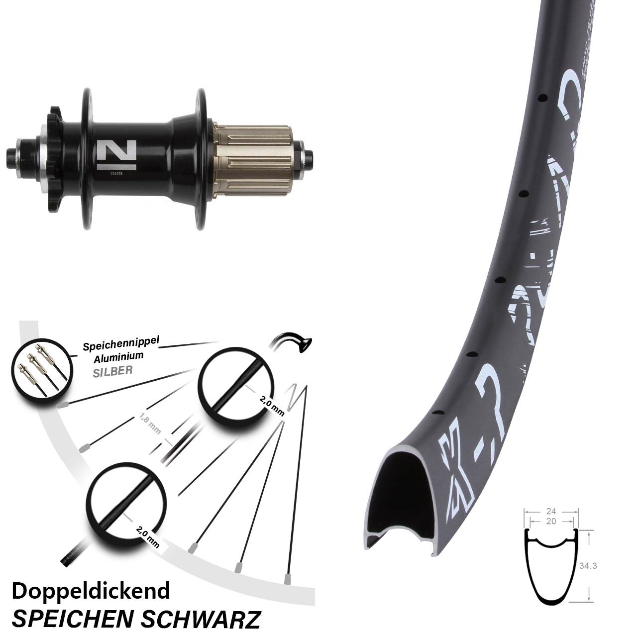 Disc Laufrad QR 28 Zoll KX-R Road Novatec D042 8-11 fach HG