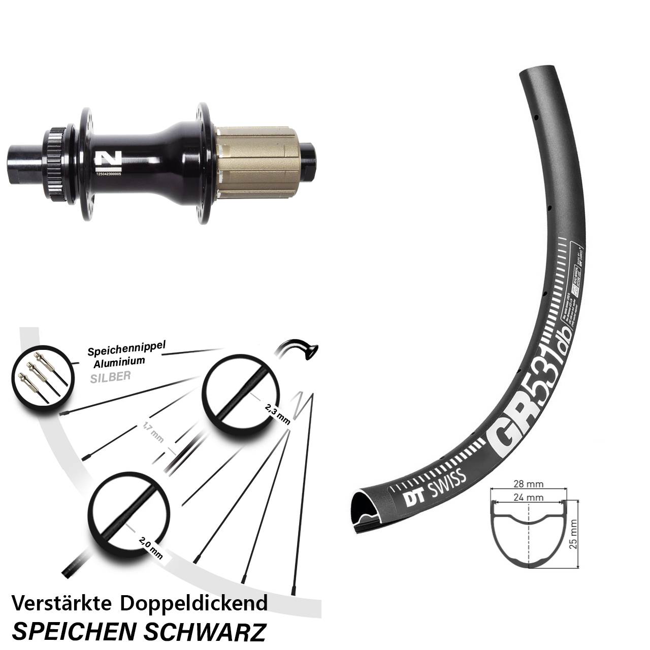 27,5 Zoll DT Swiss GR531 Novatec D792 Hinterrad Centerlock 12x142 8-12 fach HG