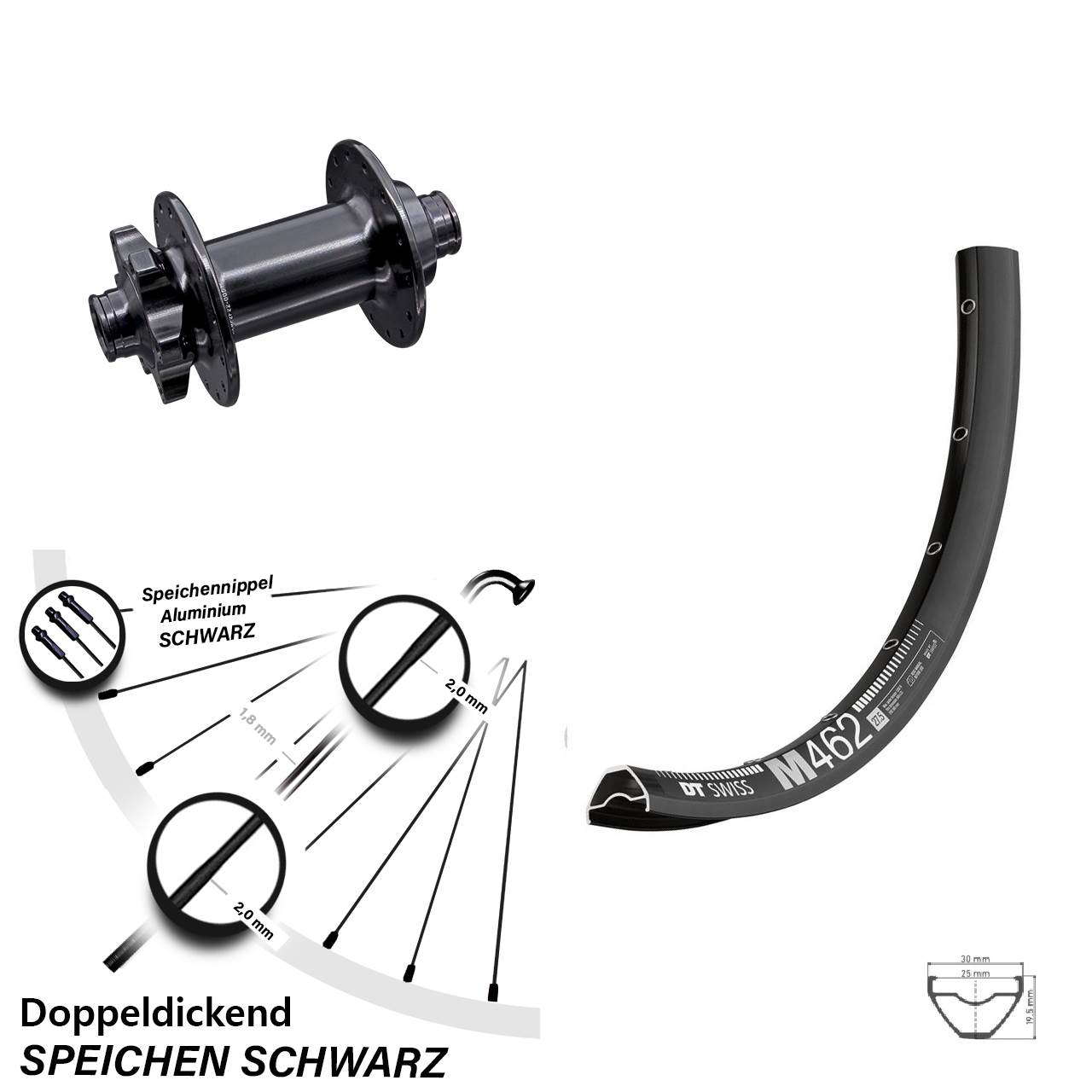 Laufrad 29 Zoll DT Swiss M 462 Aivee MP2 Boost 6-Loch