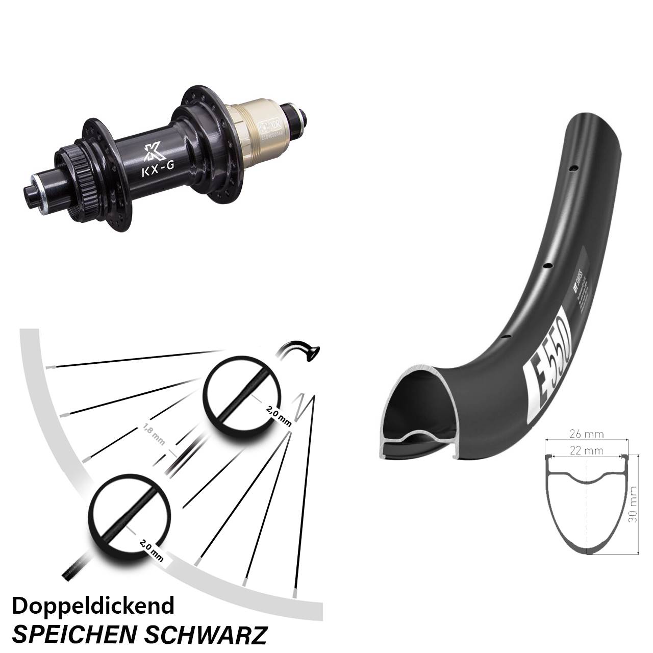Hinterrad Centerlock 28 Zoll DT Swiss E550 KX-G XD-R QR