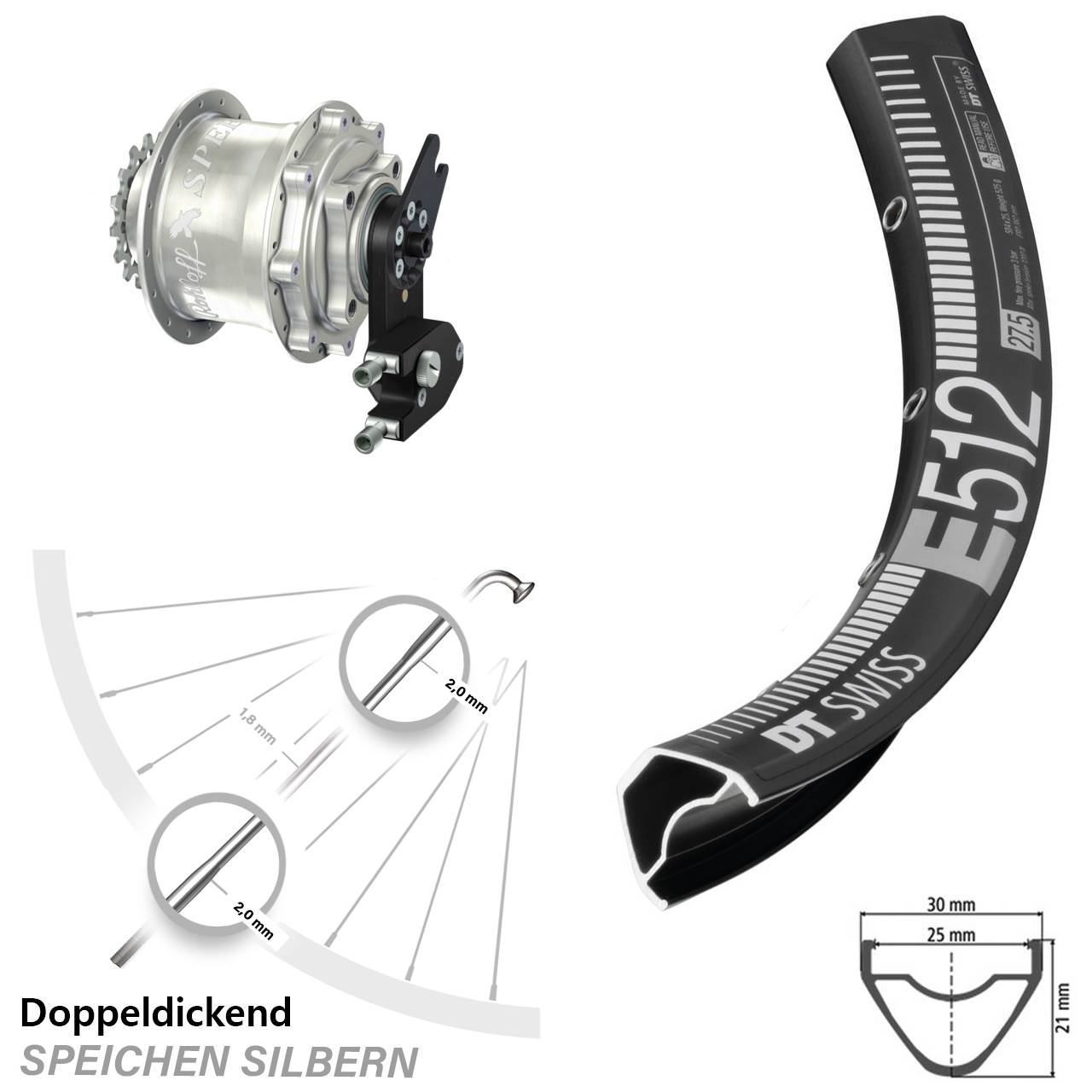DT Swiss E512 Rohloff Speedhub 500/14 CC DB OEM2 650B Disc Laufrad