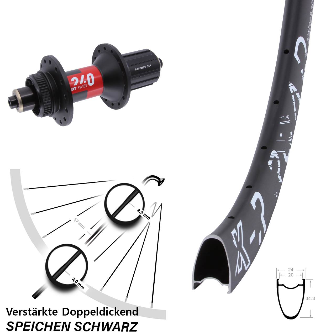 KX-R Road DT Swiss 240 EXP 28-29 Zoll Disc Laufrad QR 11-12 fach HG