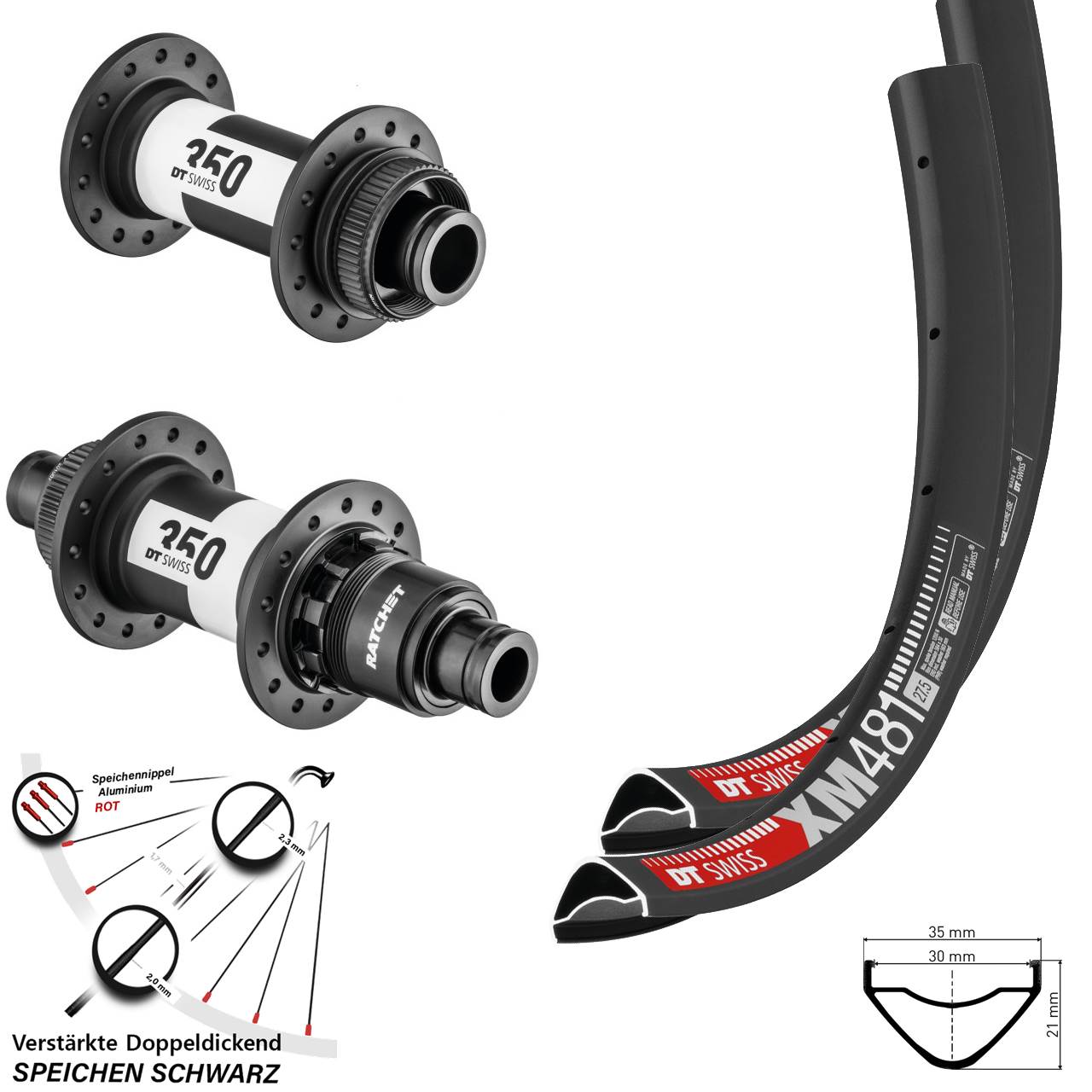 DT Swiss XM 481-350 27,5 Zoll Centerlock Laufradsatz 15x110 12x148 XD 11-12 fach