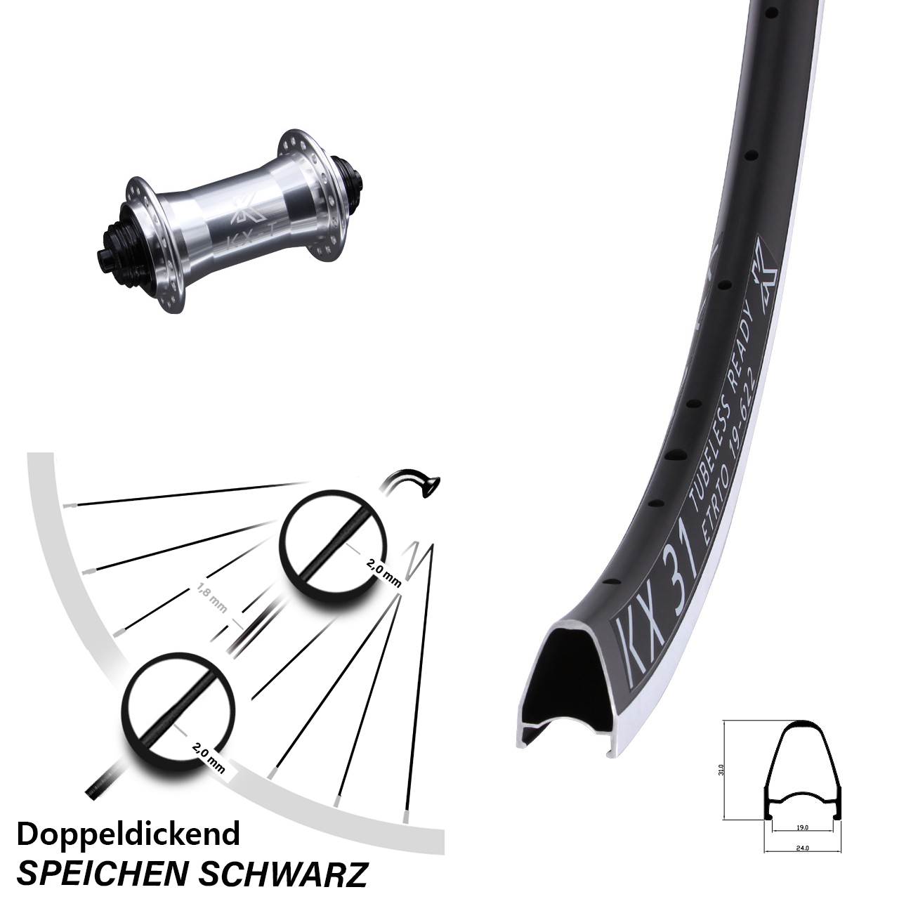 Vorderrad für Schnellspanner 28 Zoll KX 31 KX-T