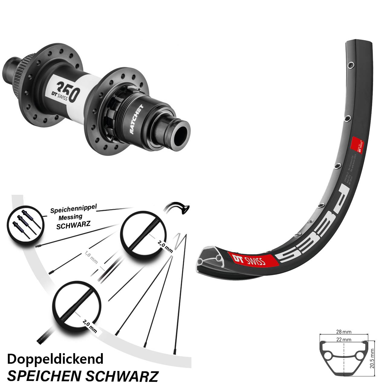 DT Swiss 533 D-350 27,5 Zoll Disc Laufrad 12x142 XD 11-12 fach