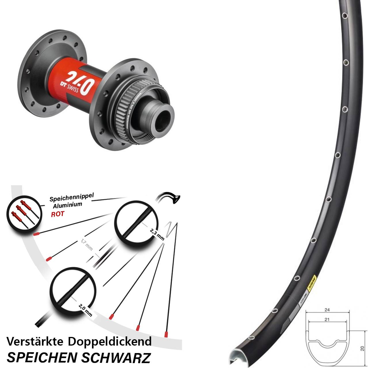 28 Zoll Mavic XC621 DT Swiss 240 Centerlock Vorderrad 12x100