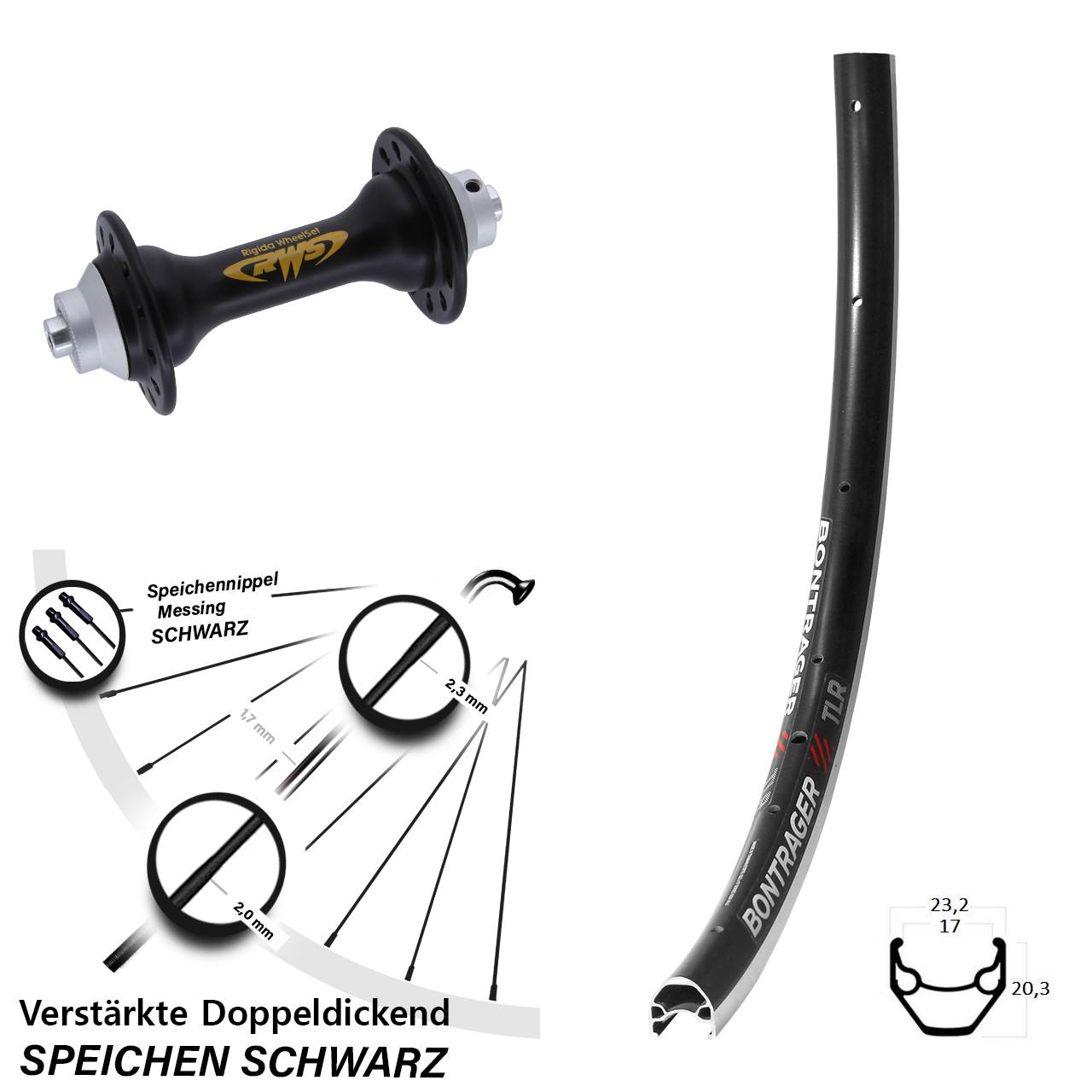 28 Zoll Bontrager TLR Rigida RWS Laufrad QR