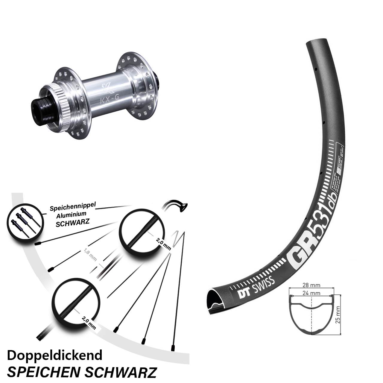 Disc Laufrad 12x100 27,5 Zoll DT Swiss GR531 KX-G