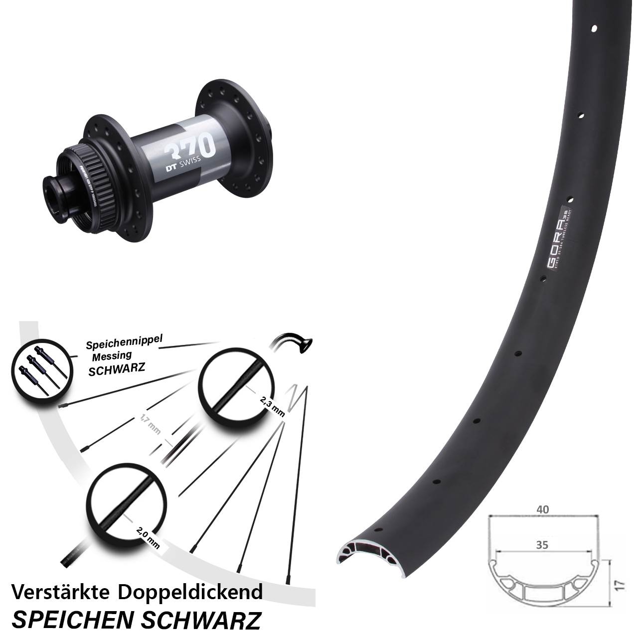 Centerlock Vorderrad 27,5 Zoll Gora 35 DT Swiss 370 15x100