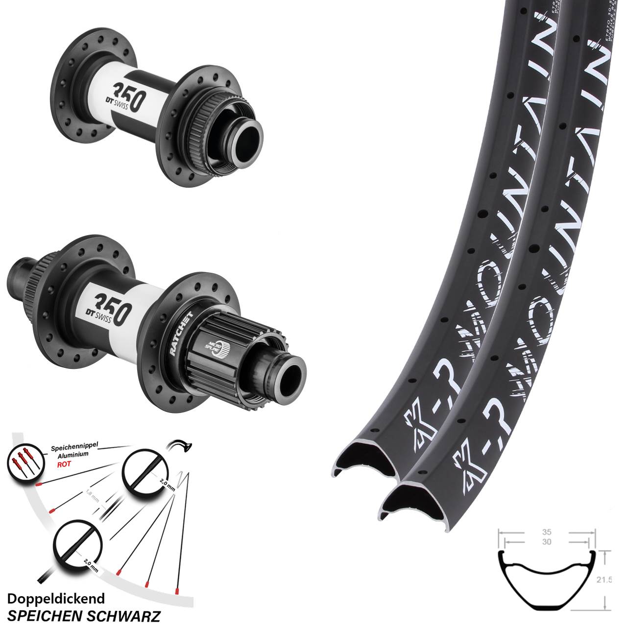 Disc Laufrad-Satz 15x100 12x142 29 Zoll KX-R Mountain DT Swiss 350 Shimano Micro Spline