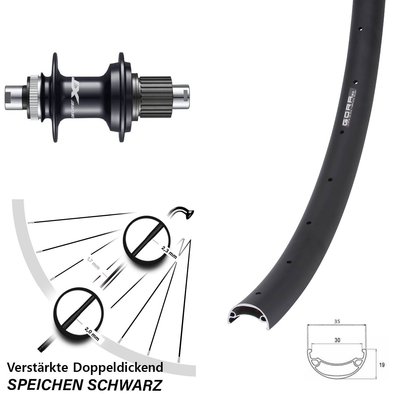 Disc Laufrad 29 Zoll Gora 30 Shimano FH-M8110 Micro Spline 12x142