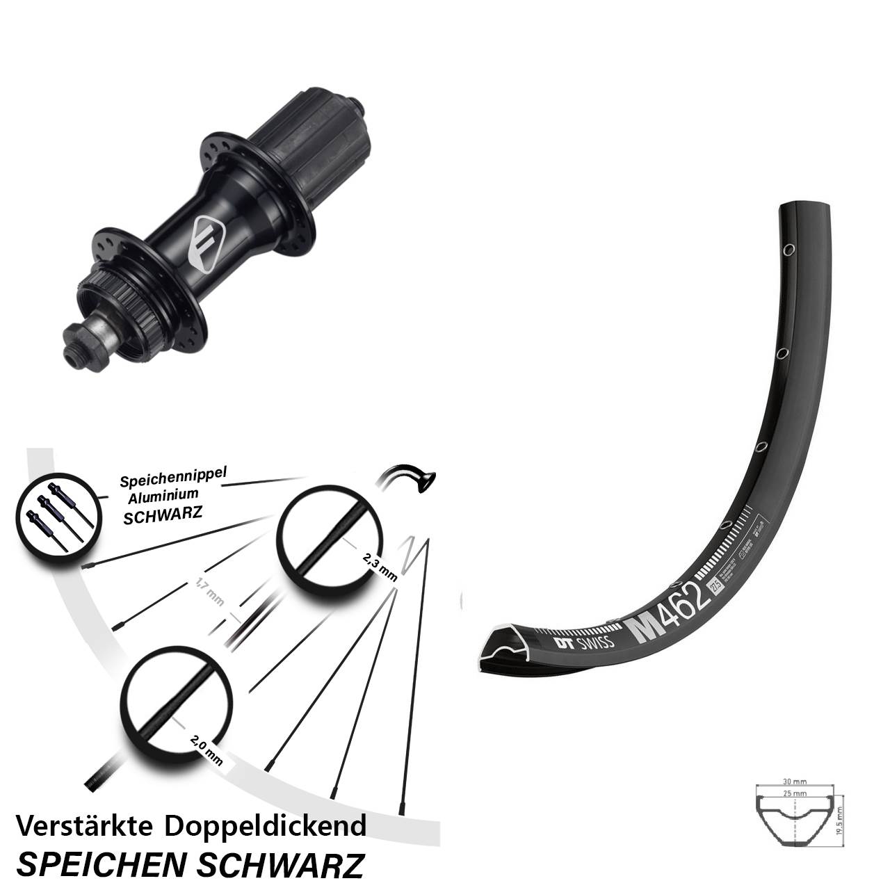 Centerlock Hinterrad 27,5 Zoll DT Swiss M462 Formula CL-52 8-11 fach HG QR