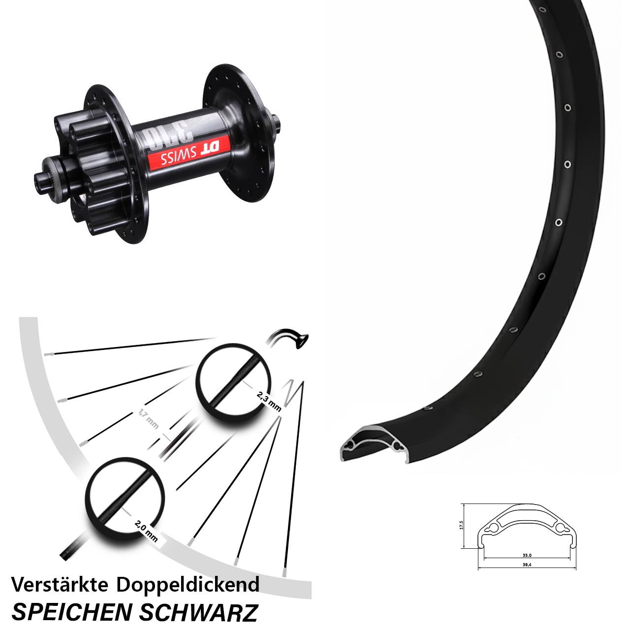 Ryde Disc 35 DT Swiss 370 29 Zoll Vorderrad QR