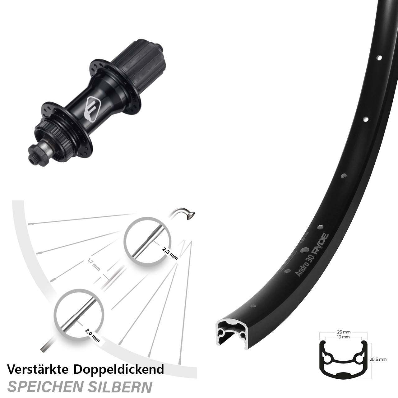Ryde Andra 30 Formula CL-52 28 Zoll Hinterrad Centerlock QR 8-11 fach