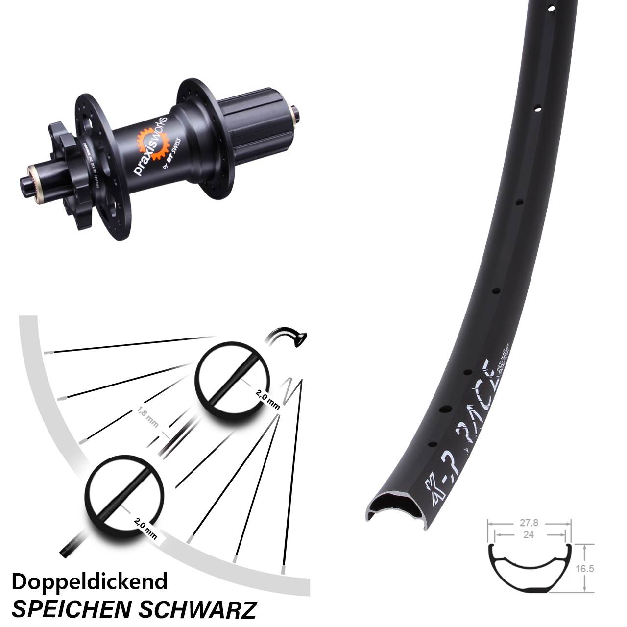 Disc Laufrad 29 Zoll KX-R Race DT Swiss 350 8-11 fach QR