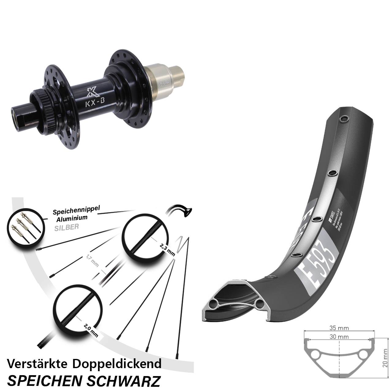 Disc Hinterrad 12x148 27,5 Zoll DT Swiss E593 KX-B XD
