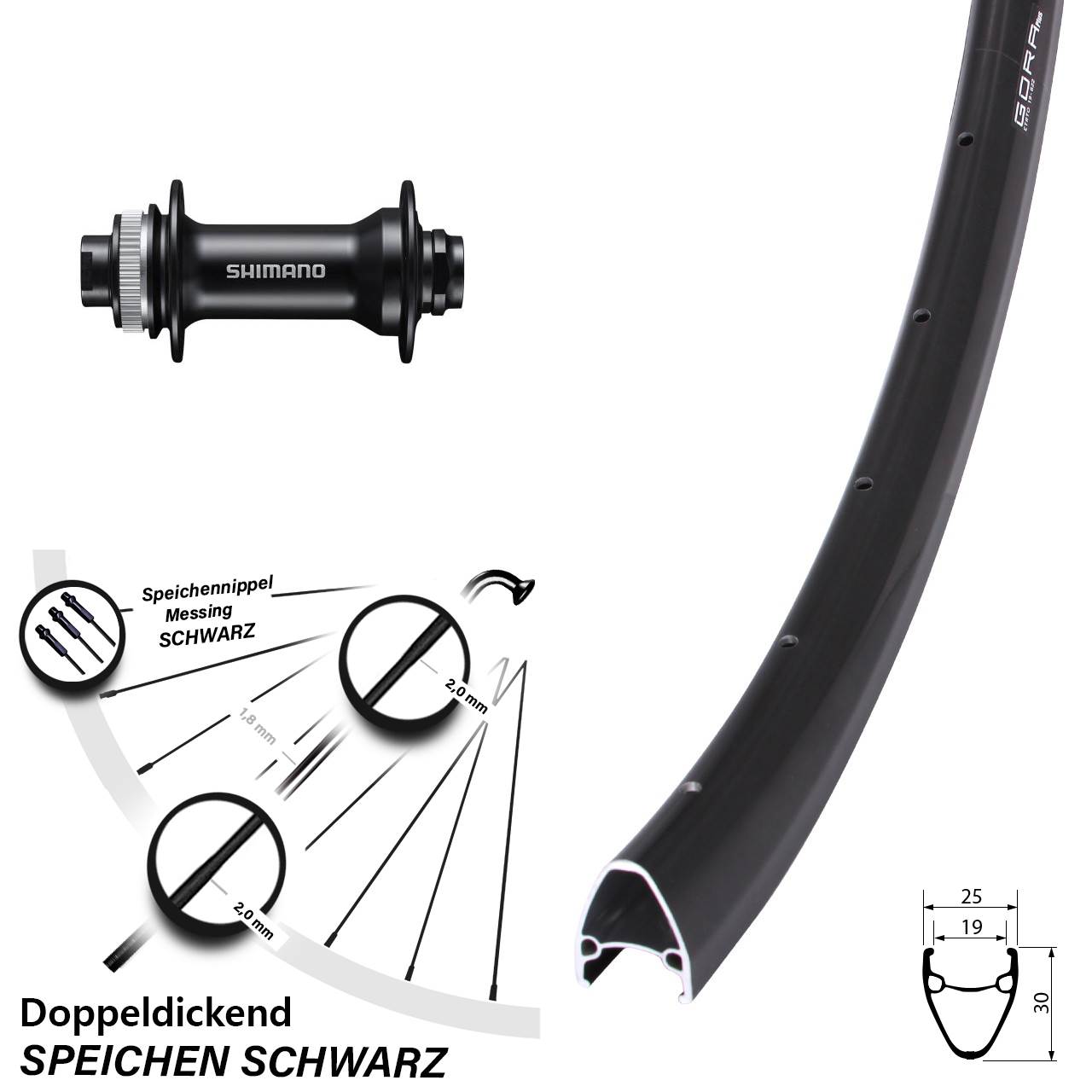Disc Laufrad 28 Zoll Gora Plus Shimano HB-MT400 15x100
