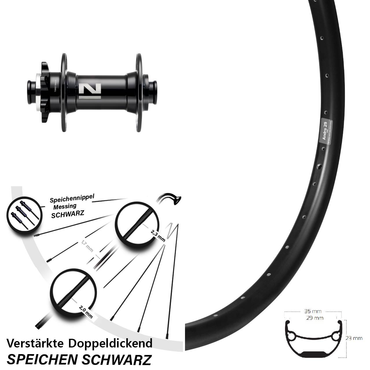 Boost Vorderrad 6-Loch 15x110 29 Zoll Ryde Andra 29 Novatec D041