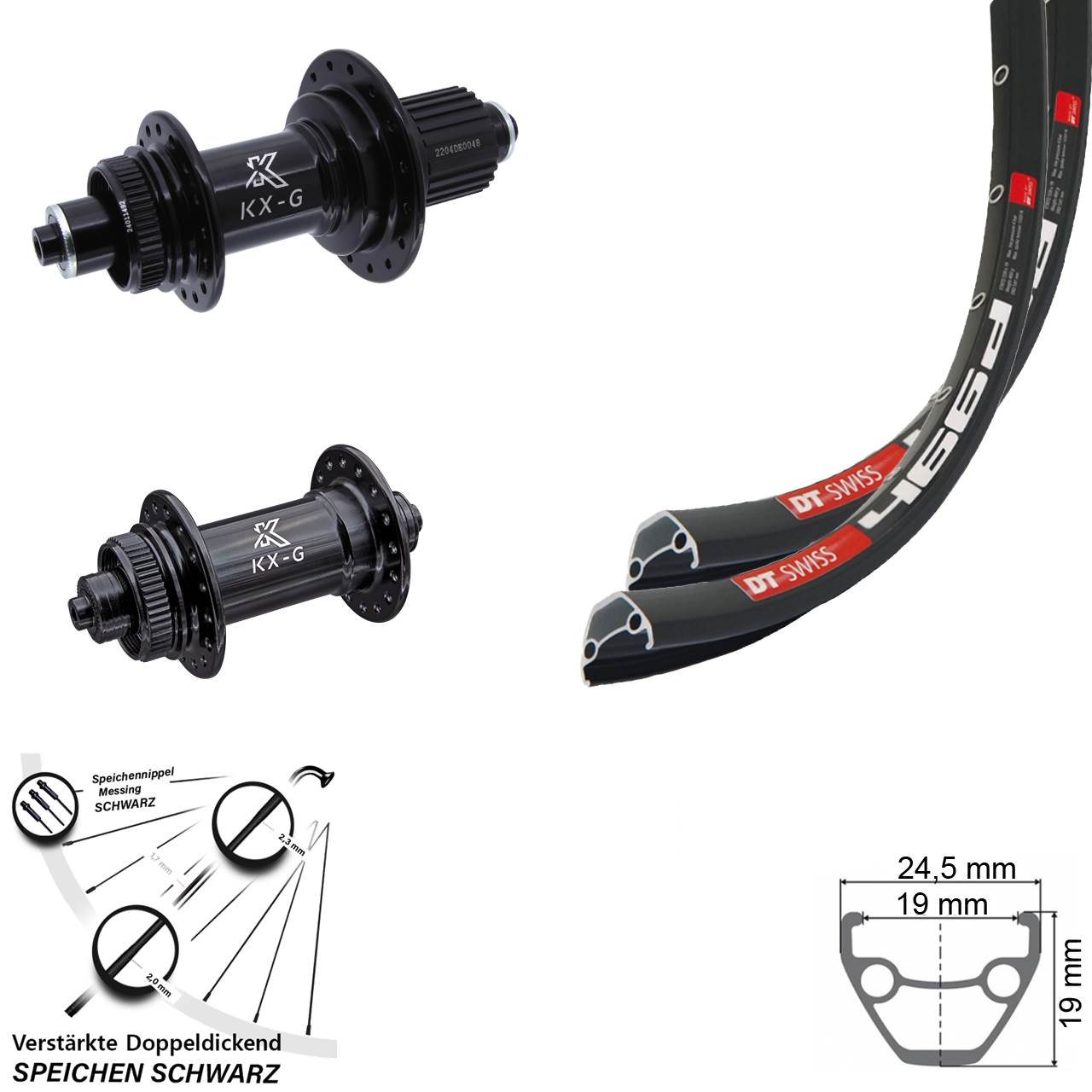 28 Zoll DT Swiss 466 KX-GS Heavy Duty Disc Laufradsatz QR Shimano Micro Spline