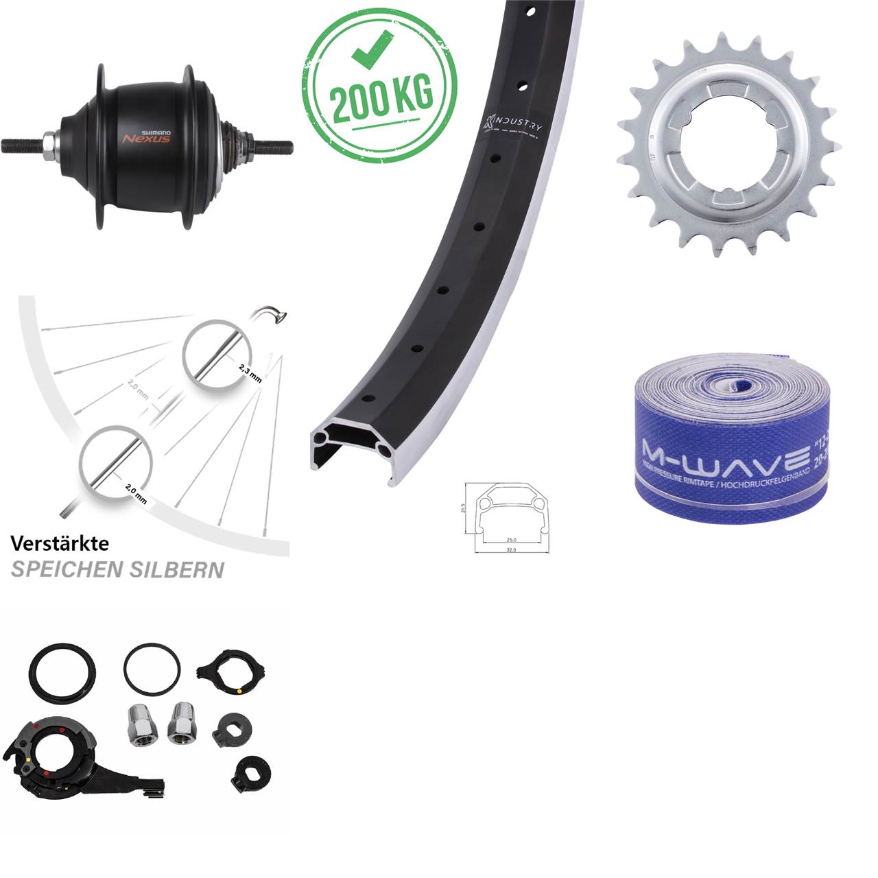 20 Zoll Hinterrad KX Industry Shimano Nexus 8-Gang Premium