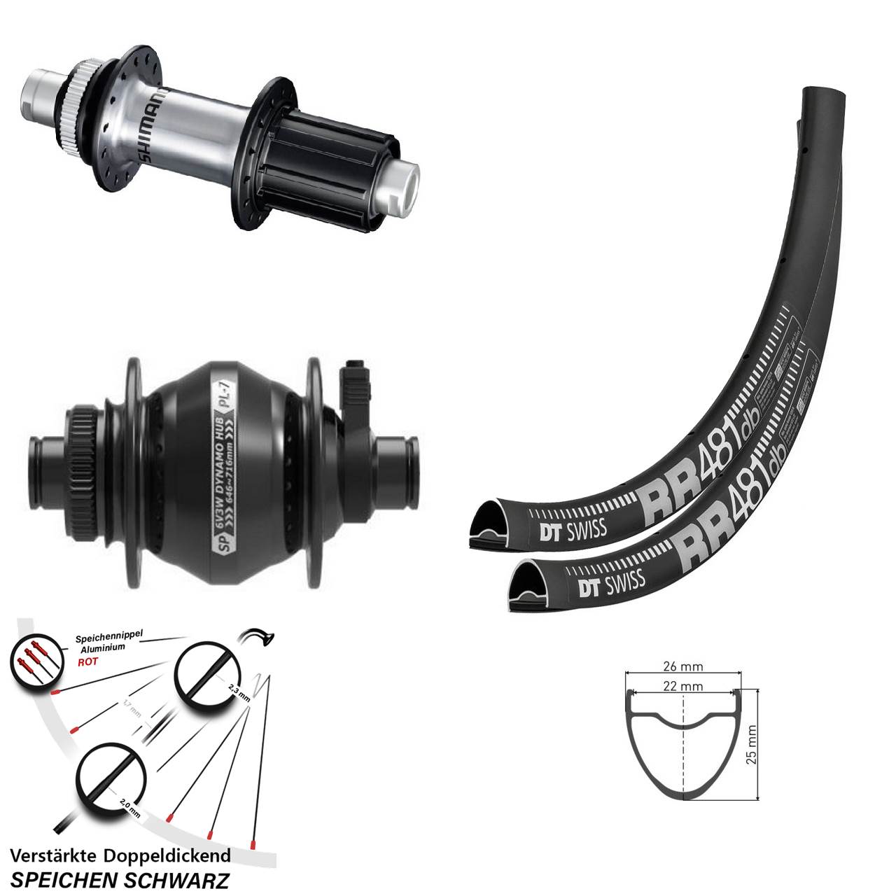 Disc Laufradsatz 12x100/142 28 Zoll DT Swiss RR 481 Shutter PL-7 Shimano GRX 8-12 fach